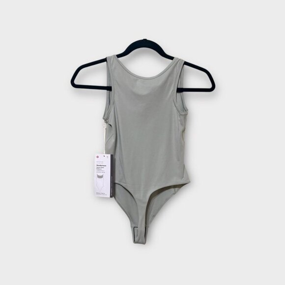 NWT Lululemon Wundermost Bodysuit XS 4 Nulu Square-Neck Sleeveless Jade Grey NEW - Picture 5 of 8